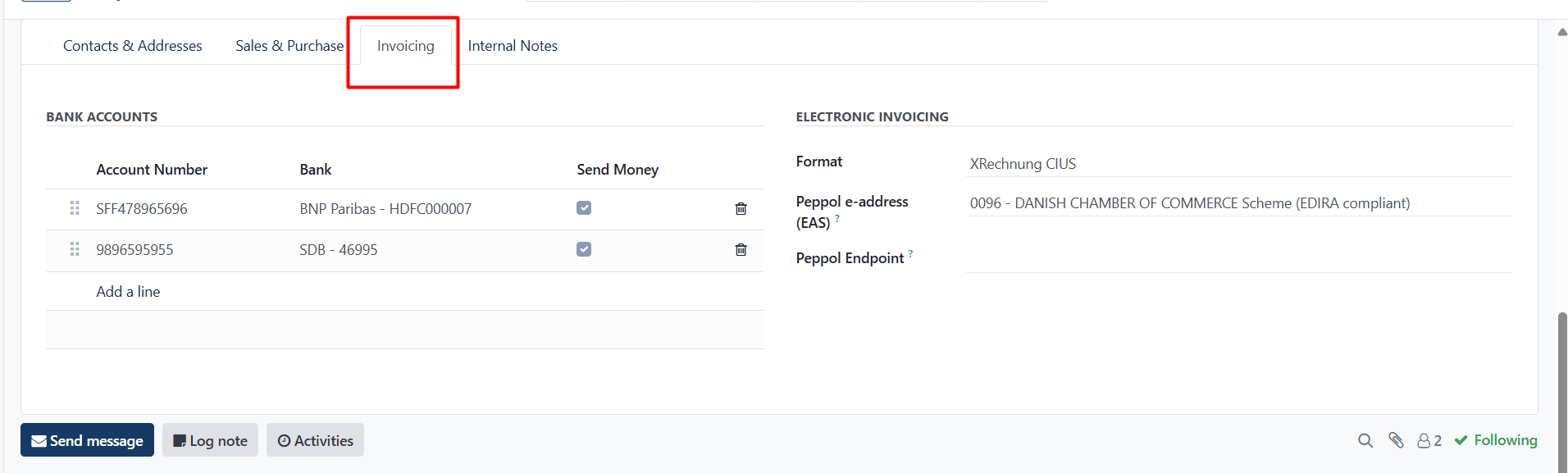 Add Invoicing Information of Dealer