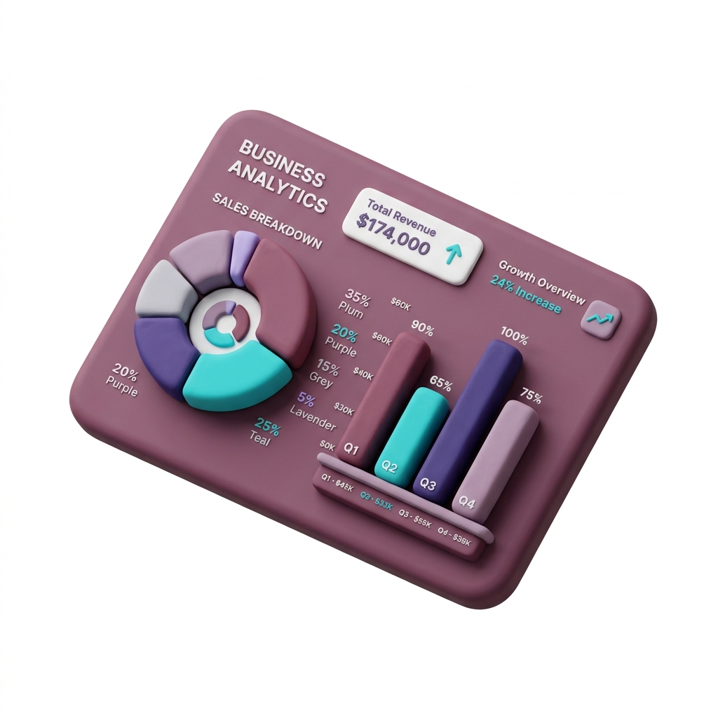 Insights and Reporting 3D Illustration