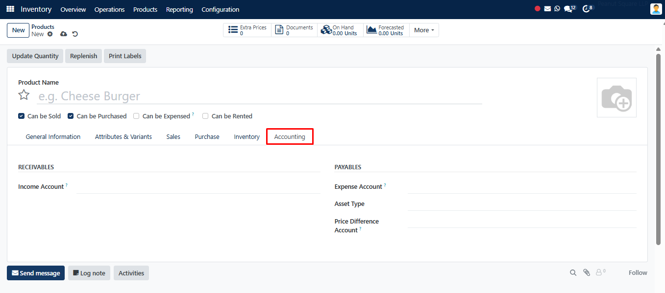 Accounting tab