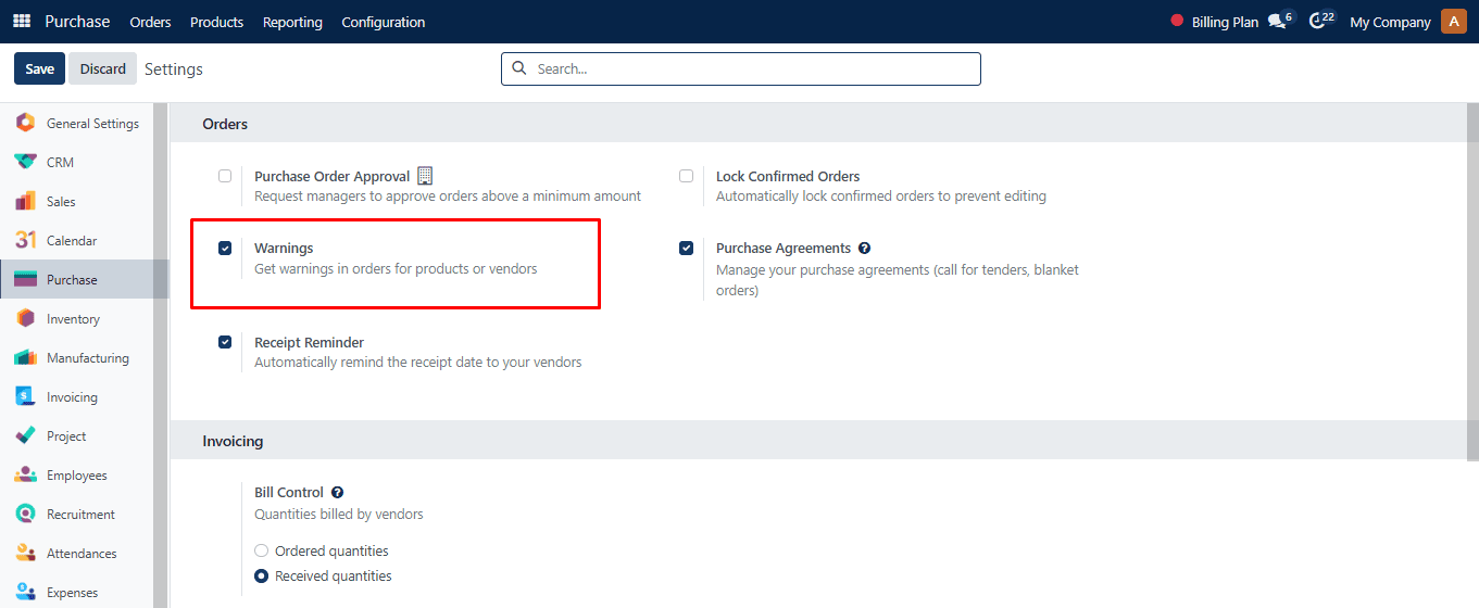 Enable the Warnings option