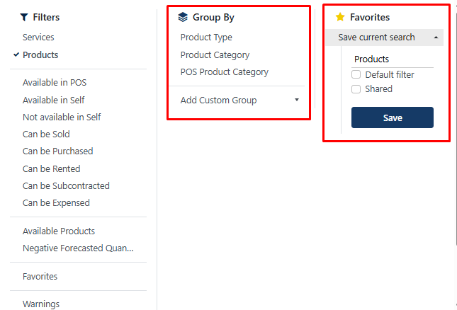 Group By and Favorites Features