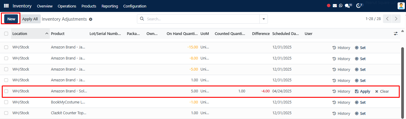 Inventory Adjustments Procedure