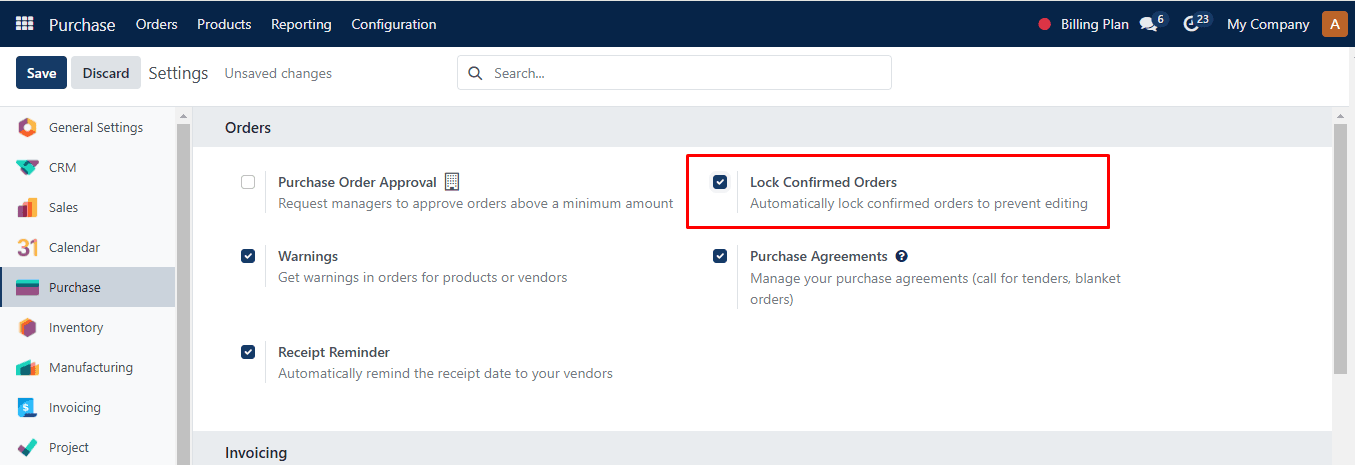 Lock Confirmed Orders feature
