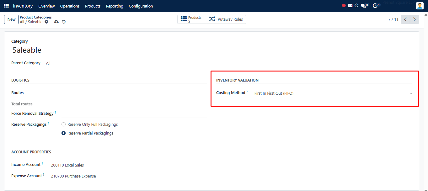 Product Categories before adding a new Landed Cost