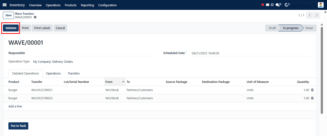 Validate Wave Transfers