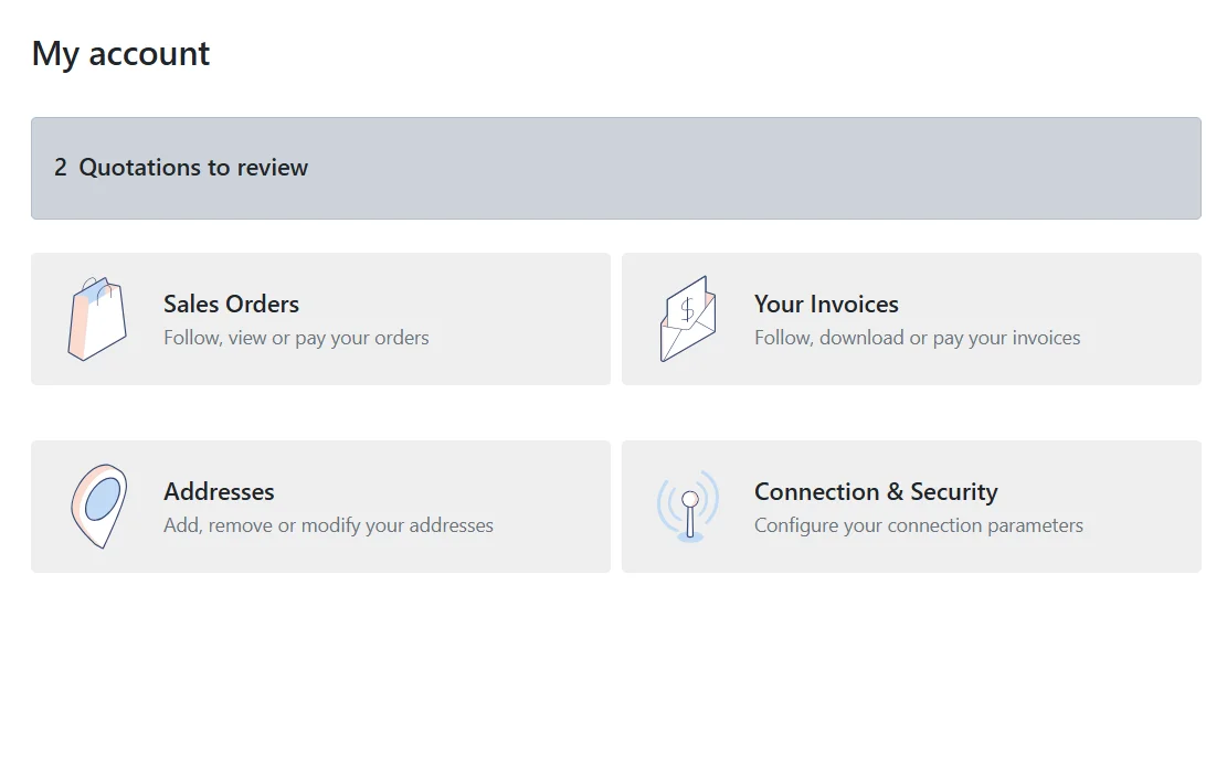 SAS customer portal with quotations to review, sales orders and invoices (demo data)