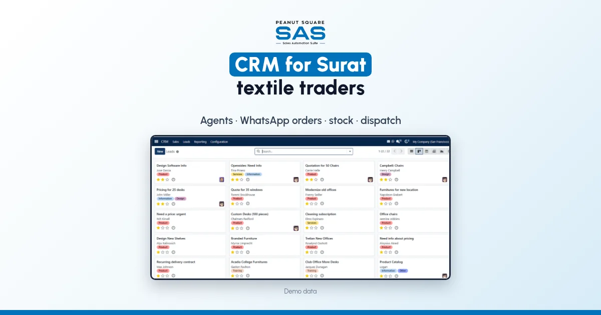 CRM for Surat Textile Traders and Manufacturers: Agents, WhatsApp Orders and Dispatch