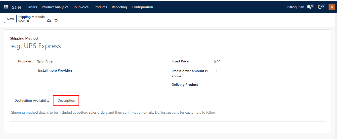 Shipping Method Description