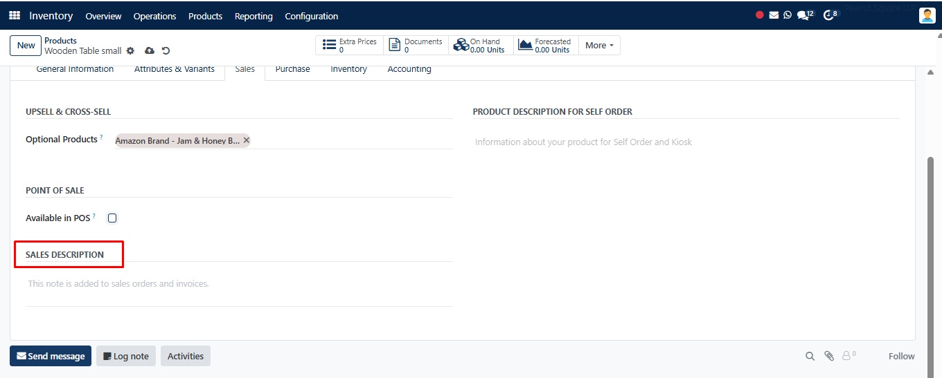 Sales Description box